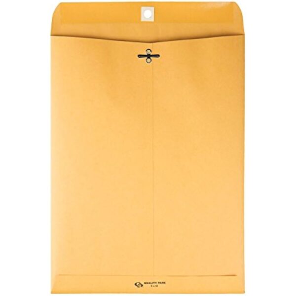 Quality Park 9 x 12 Clasp Envelopes with Deeply Gummed Flaps, Great for Filing, Storing or Mailing Documents, 28 lb Brown Kraft, 100 per Box (QUA37890) - Image 2