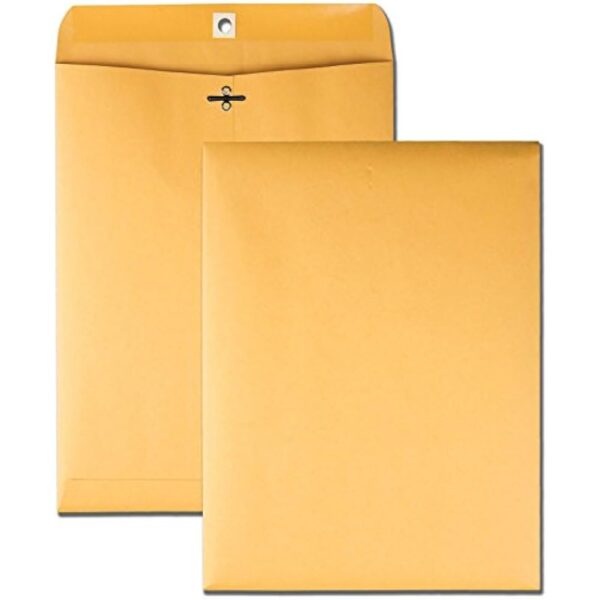 Quality Park 9 x 12 Clasp Envelopes with Deeply Gummed Flaps, Great for Filing, Storing or Mailing Documents, 28 lb Brown Kraft, 100 per Box (QUA37890)