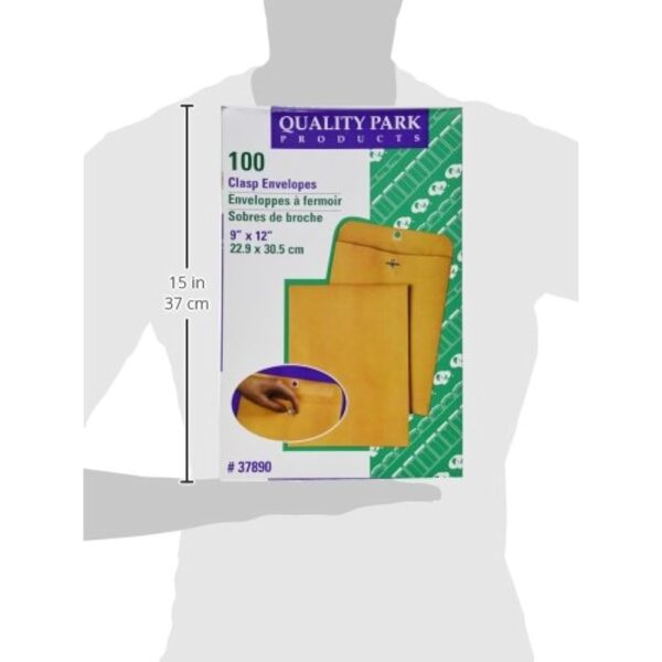 Quality Park 9 x 12 Clasp Envelopes with Deeply Gummed Flaps, Great for Filing, Storing or Mailing Documents, 28 lb Brown Kraft, 100 per Box (QUA37890) - Image 4