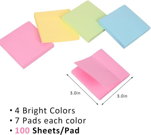 Sticky Notes 3x3 Inches Bulk 28 Pack 2800 Sheets Colored Self-Stick Pads - Image 5