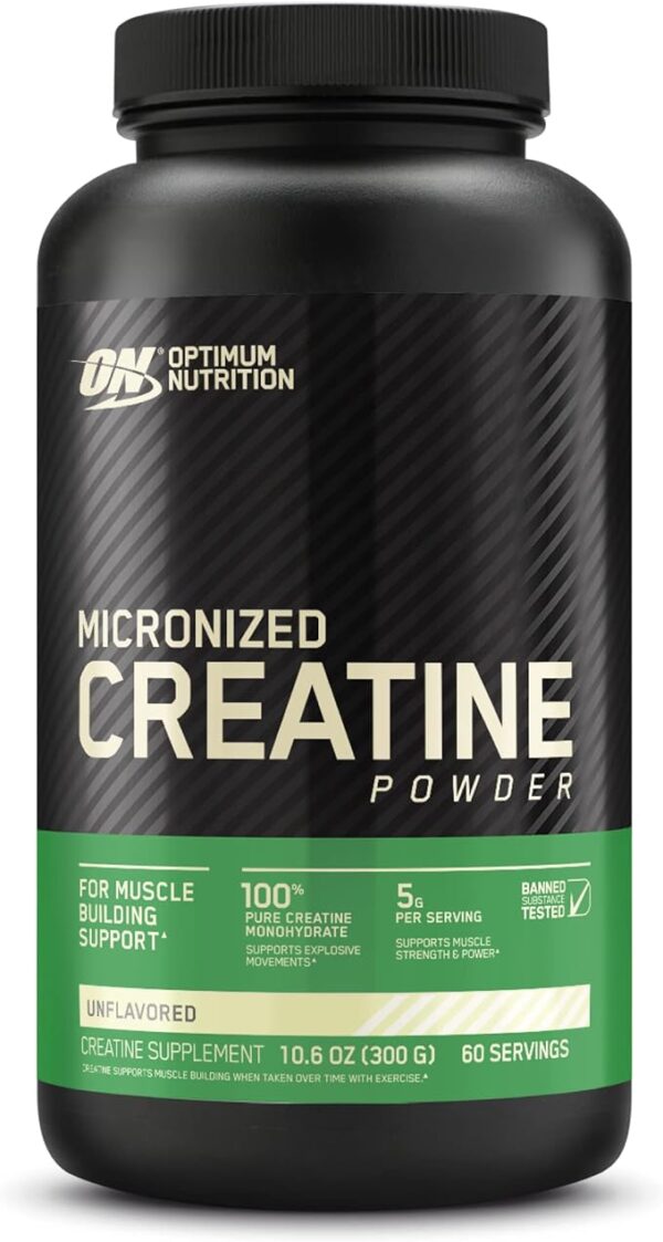 Optimum Nutrition Micronized Creatine Monohydrate Powder, Unflavored, Keto Friendly, 60 Servings (Packaging May Vary)